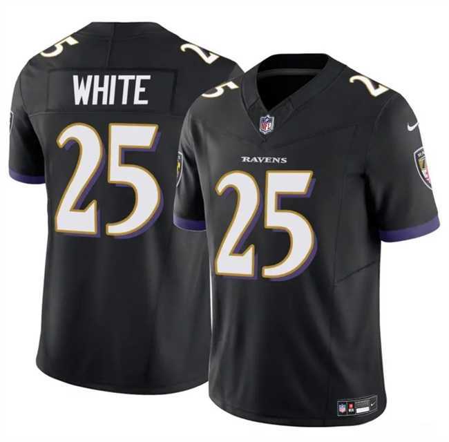 Men & Women & Youth Baltimore Ravens #25 TreDavious White Black 2023 F.U.S.E Vapor Limited Jersey